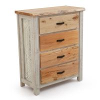 Coastal Chevron Cottage 4 Drawer Barnwood Chest - Cottage White