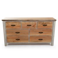 Rustic Chevron Cottage 7 Drawer Barnwood Dresser
