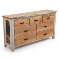 Coastal Chevron Cottage 7 Drawer Barnwood Dresser - Charcoal
