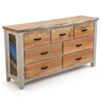 Coastal Chevron Cottage 7 Drawer Barnwood Dresser - Lake Blue