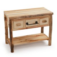 Rustic Colorado Aspen Open Log Bathroom Vanity with Towel Bar