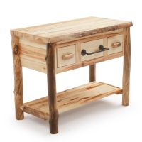 Rustic Colorado Aspen Open Log Bathroom Vanity with Towel Bar