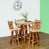 Rustic Colorado Aspen Log Pub Table & Bar Stools
