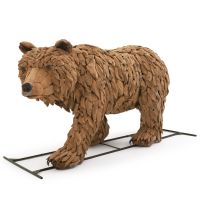 Rustic Driftwood Walking Grizzly Bear