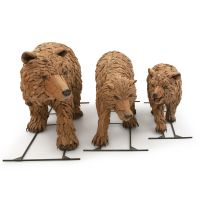 Rustic Driftwood Walking Grizzly Bears