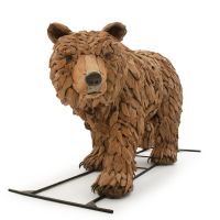 Rustic Driftwood Walking Grizzly Bear