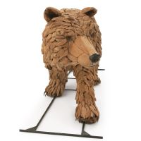 Rustic Driftwood Walking Grizzly Bear
