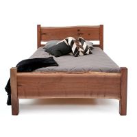 Rustic Live Edge Walnut Slab Bed