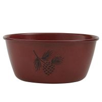 Rustic Pinecone Red Enamel Soup & Cereal Bowl