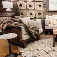 Rustic Real Wood Cushioned Chair - Reclaimed Wood - Cream Fabric Cushions
