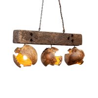 Rustic Reclaimed Beam & Hand Carved Teak Chandelier