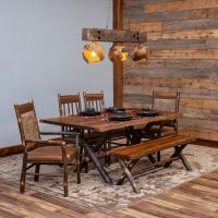 Rustic Reclaimed Beam & Hand Carved Teak Chandelier