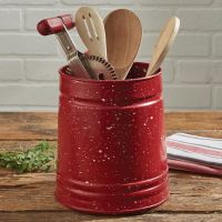 Rustic Red Granite Enamel Utensil Crock