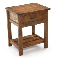 Rustic Whitewash Ranchero 1 Drawer Barnwood Nightstand - Antique Barnwood Frame Finish