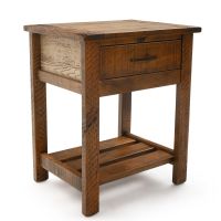 Rustic Whitewash Ranchero 1 Drawer Barnwood Nightstand - Antique Barnwood Frame Finish