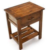 Rustic Whitewash Ranchero 1 Drawer Barnwood Nightstand - Antique Barnwood Frame Finish