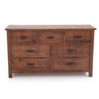Rustic Whitewash Ranchero 7 Drawer Barnwood Dresser - Antique Barnwood Frame Finish