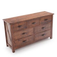Rustic Whitewash Ranchero 7 Drawer Barnwood Dresser - Antique Barnwood Frame Finish