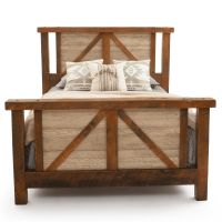 Rustic Whitewash Ranchero Barnwood Bed - Antique Barnwood Frame Finish