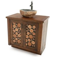 36" -42" Sink Center Rustic Campfire Vanity - Standard Motif Sides - Stone Sink Package