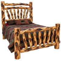 Beartooth Aspen Sunrise Accent Log Bed - Gnarly Logs - Single Log Rail Footboard