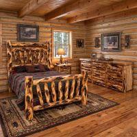 Aspen Log Bed: Some lifestyle images are created with AI for visualization purposes. Crafted from natural solid wood, each piece is unique and will vary.