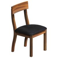 Salvadore Golden Walnut Upholstered Dining Chair with Parisian Midnight Black Leather Seat