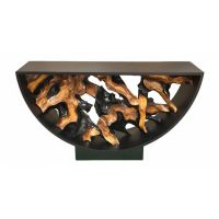 Modern Free-Flow Root Console Table with Ebony Frame & Ebony Teak