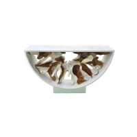 Modern Free-Flow Root Console Table with White Frame & White Teak