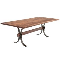 Santa Fe Iron Live Edge Natural Wood Dining Table - Black Walnut - Natural Clear Finish