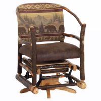 Saranac Hickory Log Hoop Swivel Glider