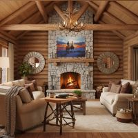 Rustic End Table: Some lifestyle images are created with AI for visualization purposes. Crafted from natural solid wood, each piece is unique and will vary.