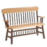 Saranac Hickory Oak Back Bench With Arms