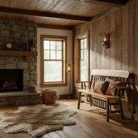 Rustic Log Bench With Arms: Some lifestyle images are created with AI for visualization purposes. Crafted from natural solid wood, each piece is unique and will vary.