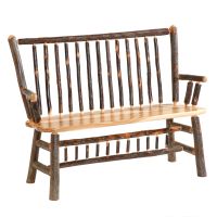 Saranac Hickory Stick Back Bench - With Arms