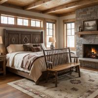 Natural Rustic Log Bench: Some lifestyle images are created with AI for visualization purposes. Crafted from natural solid wood, each piece is unique and will vary.