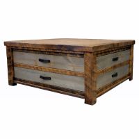 Sawmill Square 4 Drawer Barnwood Coffee Table