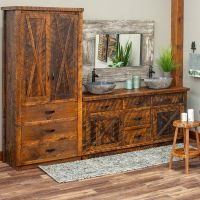 Sawmill Barn Door Vanity - Antique Barnwood Finish