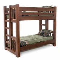 Sawmill Hickory Rough Sawn Timber Bunk Bed - Twin over Twin - American Chestnut Finish