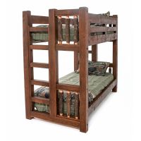 Sawmill Hickory Rough Sawn Timber Bunk Bed - Twin over Twin - American Chestnut Finish