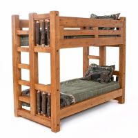 Sawmill Hickory Rough Sawn Timber Bunk Bed - Twin over Twin - Honey Amber Finish