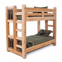 Sawmill Hickory Rough Sawn Timber Bunk Bed - Twin over Twin - Natural Cleart Finish