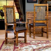 Sawmill Panel Back Arm Dining Chair - Shown in Wyoming Finish