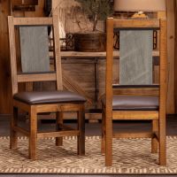 Sawmill Panel Back Side Dining Chair - Shown in Wyoming Finish