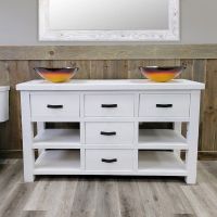 Sawmill Open Shelf Vanity in Driftwood White