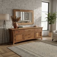 Modern Sideboard: Some lifestyle images are created with AI for visualization purposes. Crafted from natural solid wood, each piece is unique and will vary.