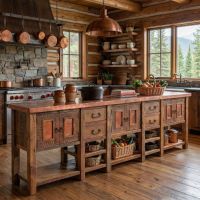 Barnwood Sideboard: Some lifestyle images are created with AI for visualization purposes. Crafted from natural solid wood, each piece is unique and will vary.
