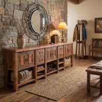 Barnwood Sideboard: Some lifestyle images are created with AI for visualization purposes. Crafted from natural solid wood, each piece is unique and will vary.