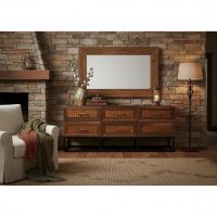 Modern Rustic Sideboard: Some lifestyle images are created with AI for visualization purposes. Crafted from natural solid wood, each piece is unique and will vary.