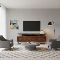 Modern Sideboard: Some lifestyle images are created with AI for visualization purposes. Crafted from natural solid wood, each piece is unique and will vary.